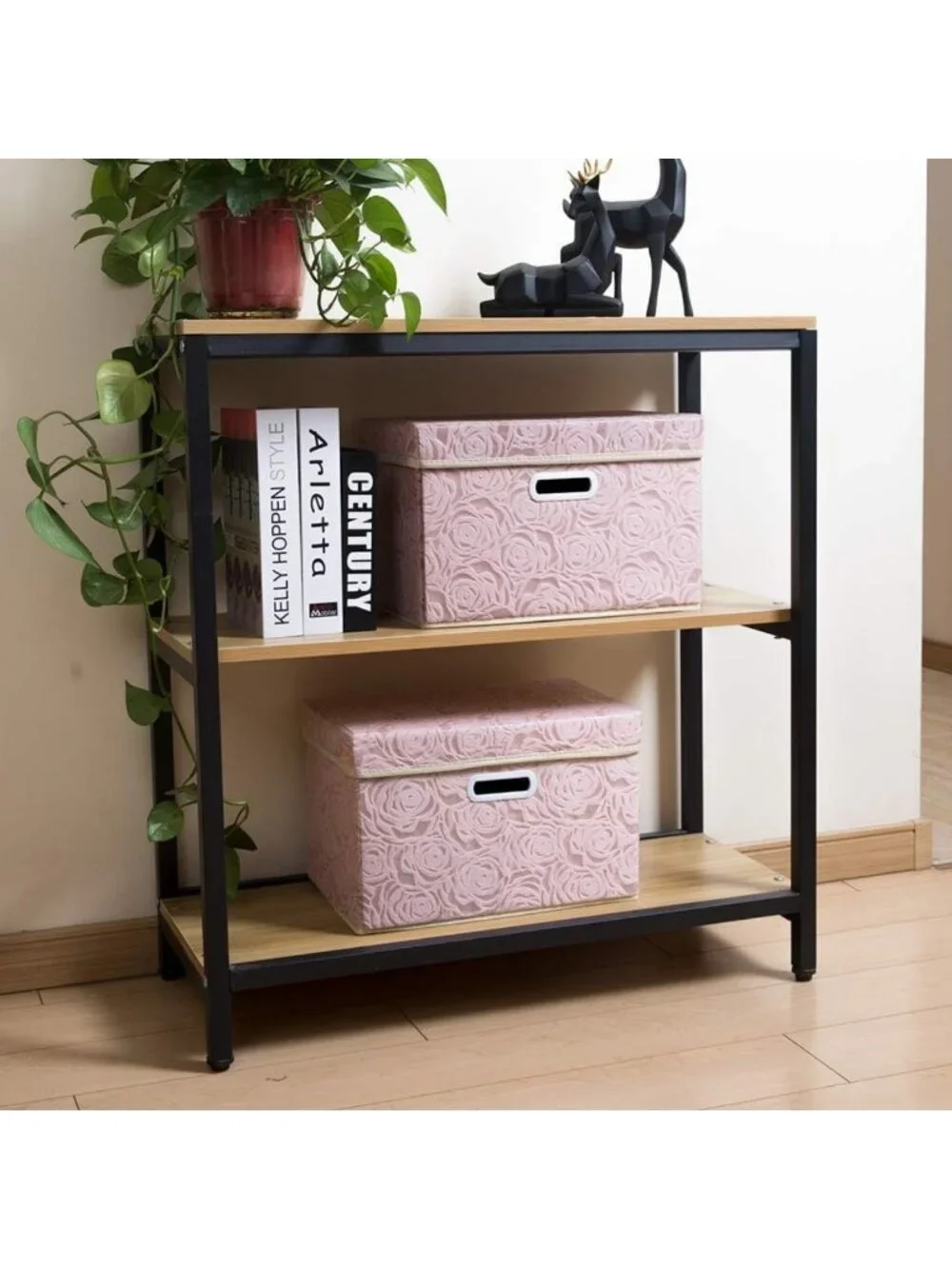Collapsible Fabric Storage Bins with Lids - Decorative Organizer Baskets for